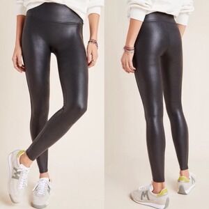 Anthropologie Spanx Black Faux Leather High Rise Leggings Womens Size XL Minimal